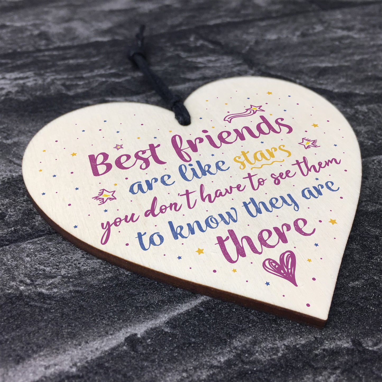 Handmade Best Friends Are Like Stars Wooden Heart Plaque Gift