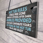 Shabby Hot Tub Rules Novelty Hanging Garden Shed Plaque Jacuzzi