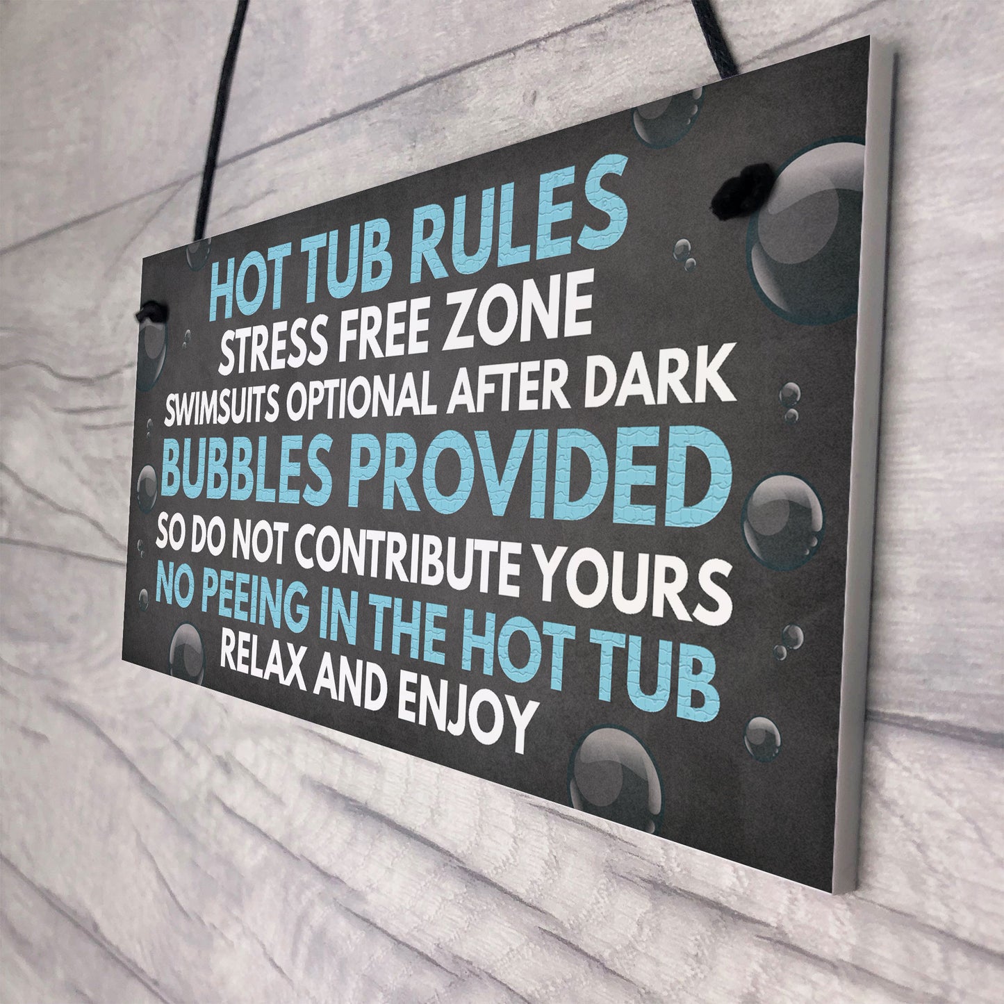 Shabby Hot Tub Rules Novelty Hanging Garden Shed Plaque Jacuzzi