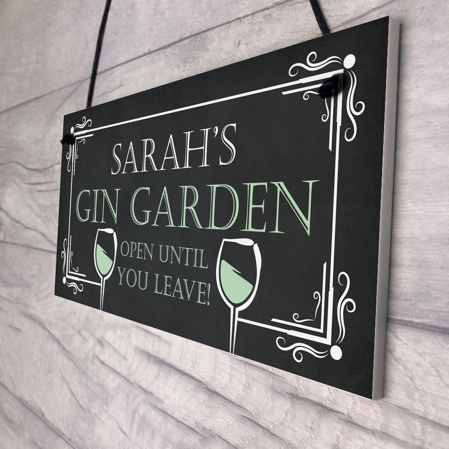 Personalised Gin Garden Hanging Home Bar Garden Sign Gin Gift