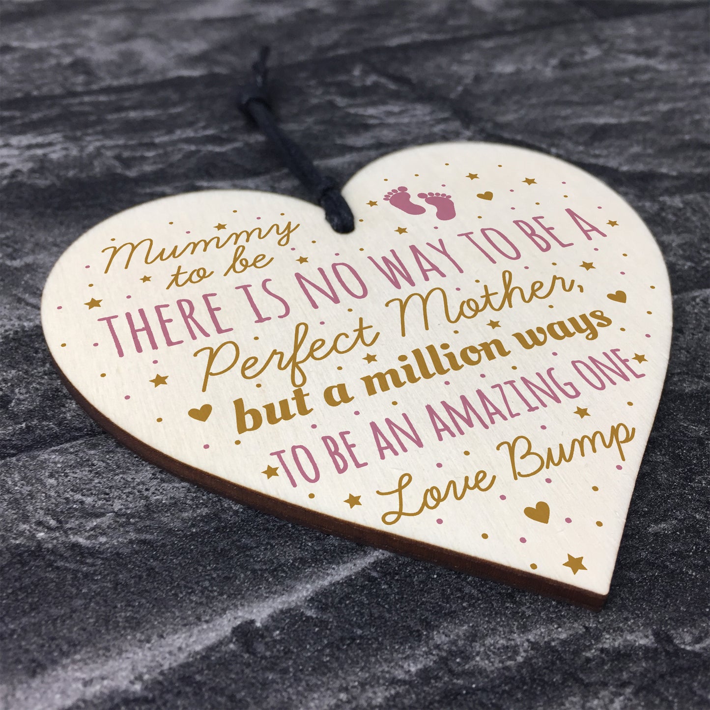 Mummy Mum To Be Present Baby Shower Wood Heart Plaque