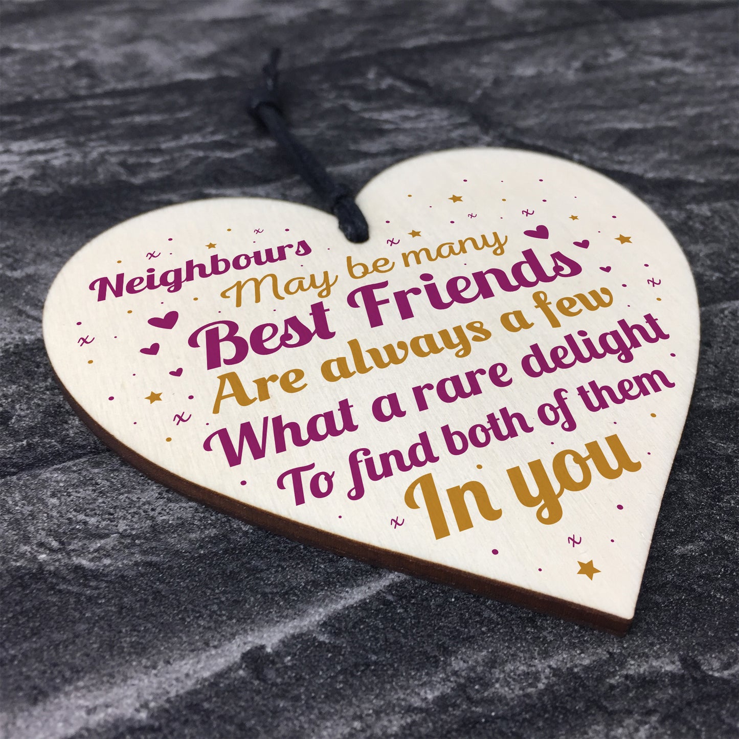 Neighbour Friendship Gift Handmade Wooden Heart Best Friend Sign