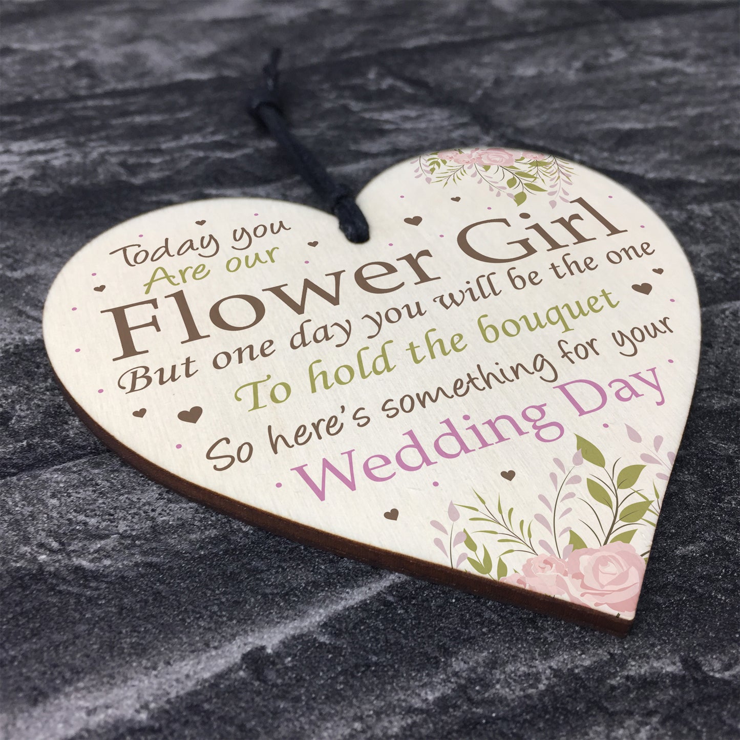 Flower Girl Wedding Gift Thank You Wooden Heart Bouquet Decor