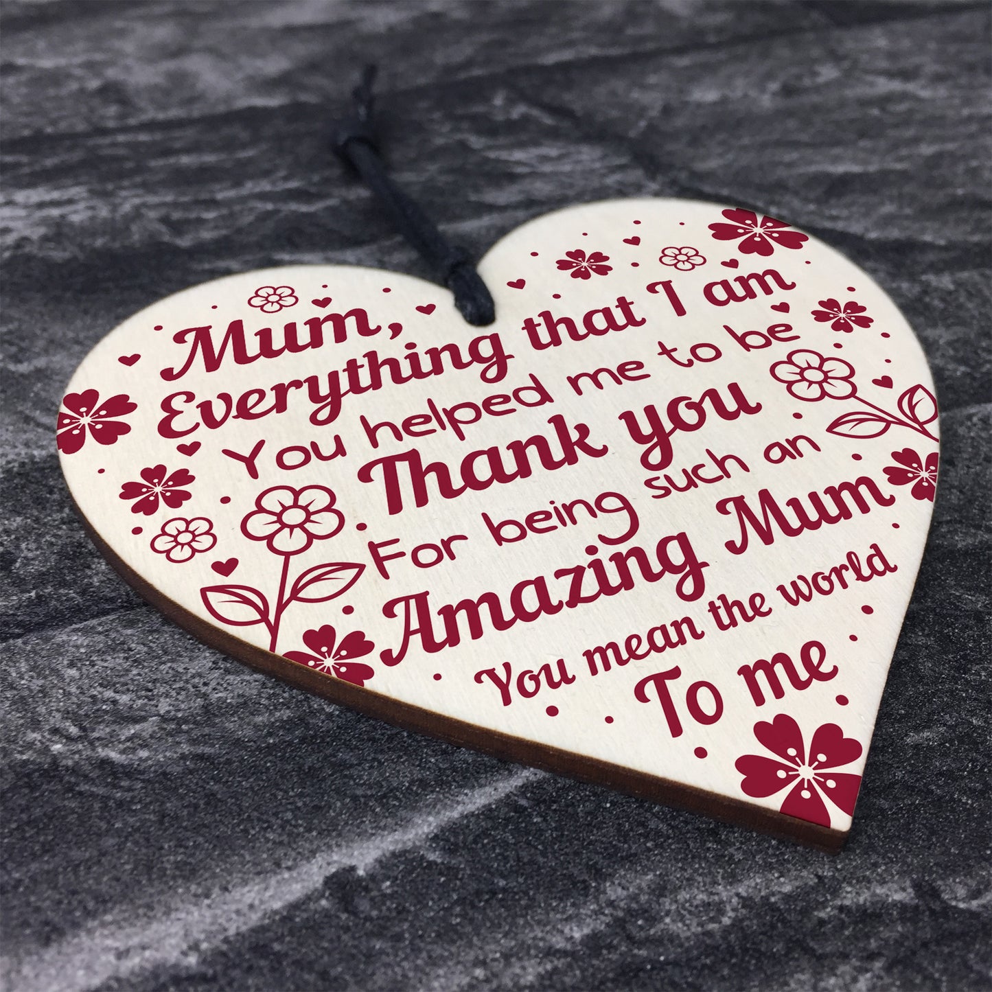 Thank You Mum Gift Mothers Day Gift Wooden Heart Mum Birthday