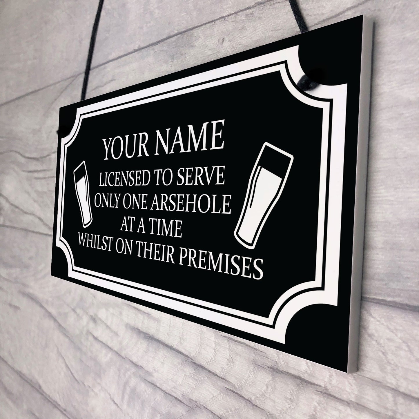 Funny RUDE Home Bar Sign Personalised Bar Man Cave Pub Alcohol
