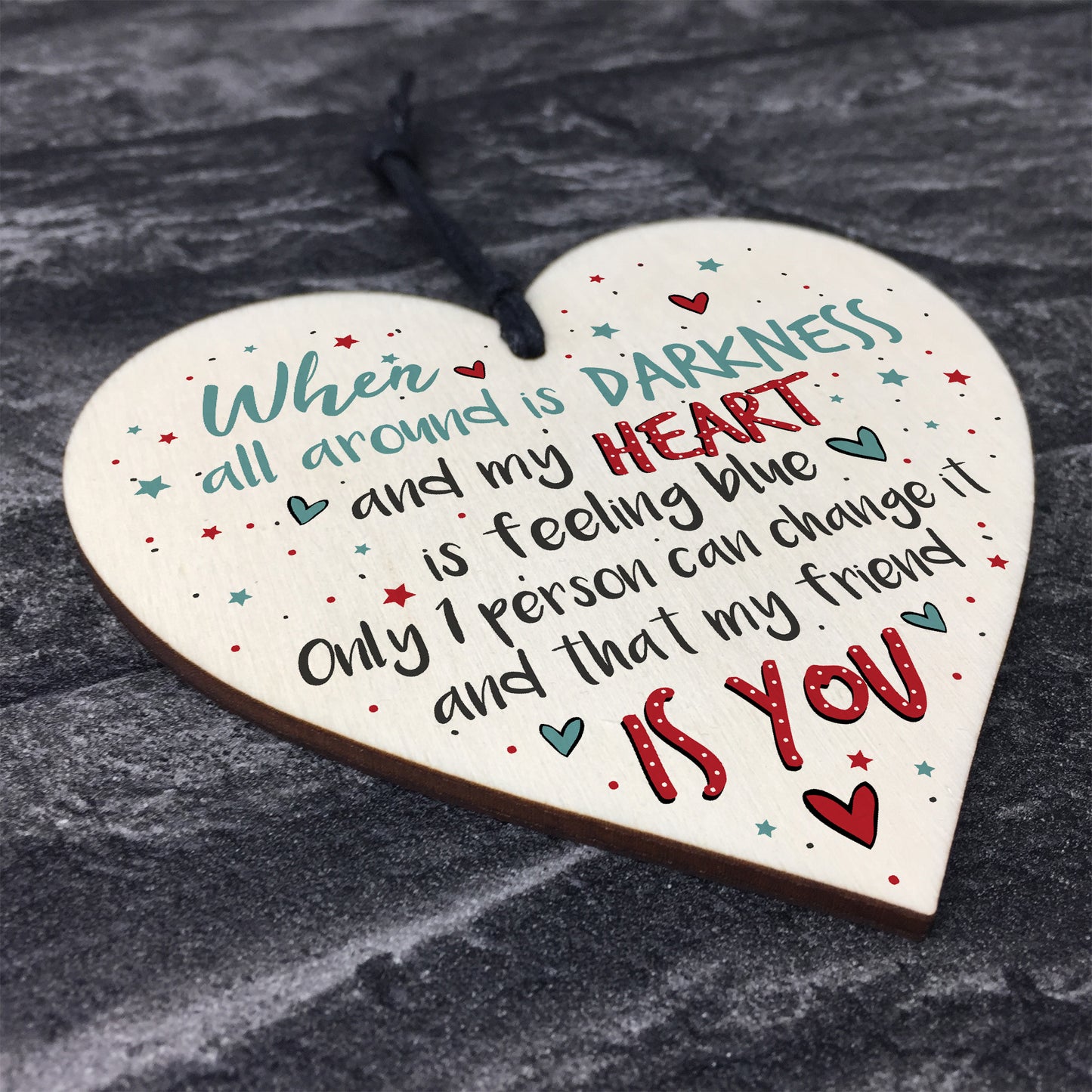 Friendship Thank You Gift Handmade Wood Heart Sign Chic Plaque