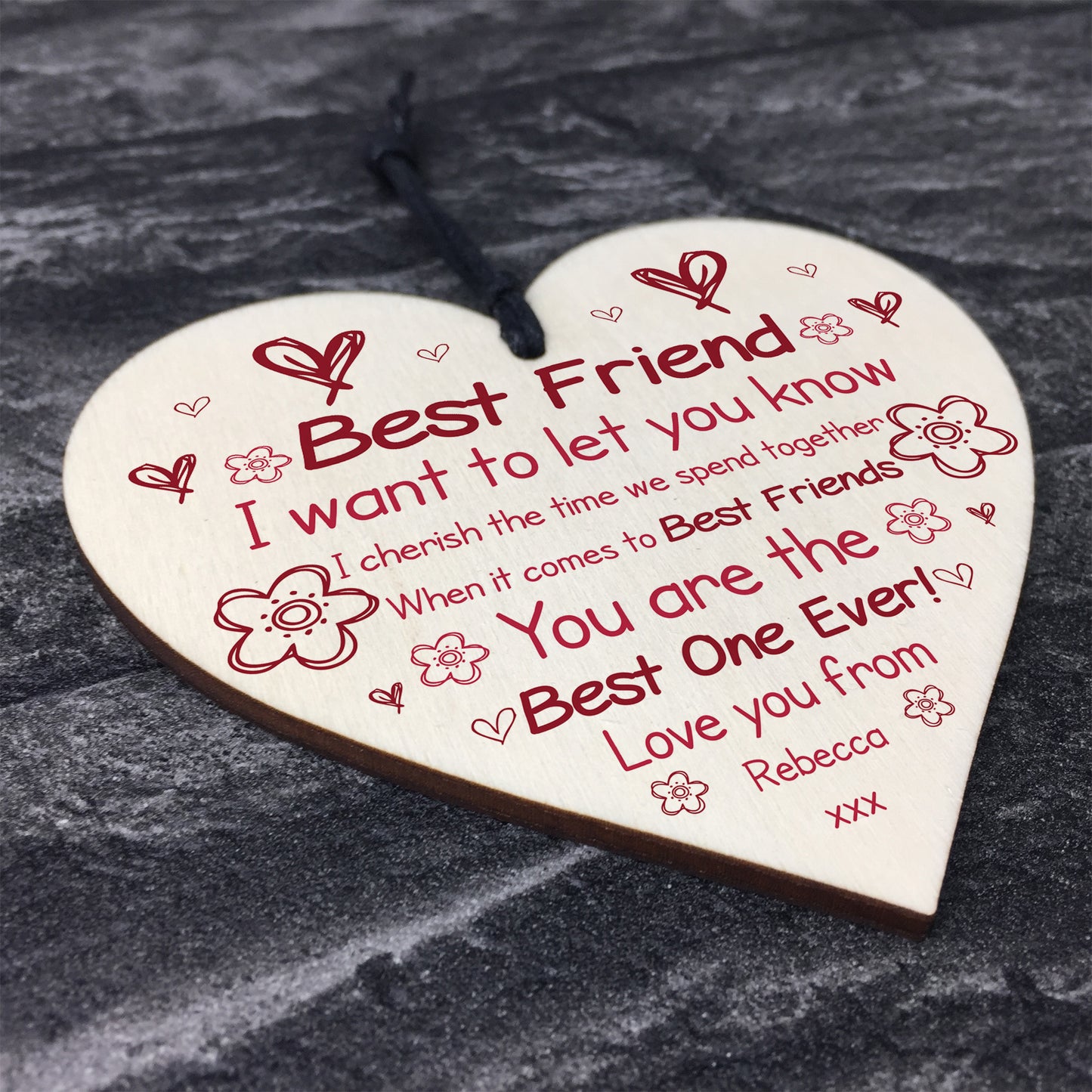 Personalised Gift For Best Friend Wood Friendship Heart Birthday