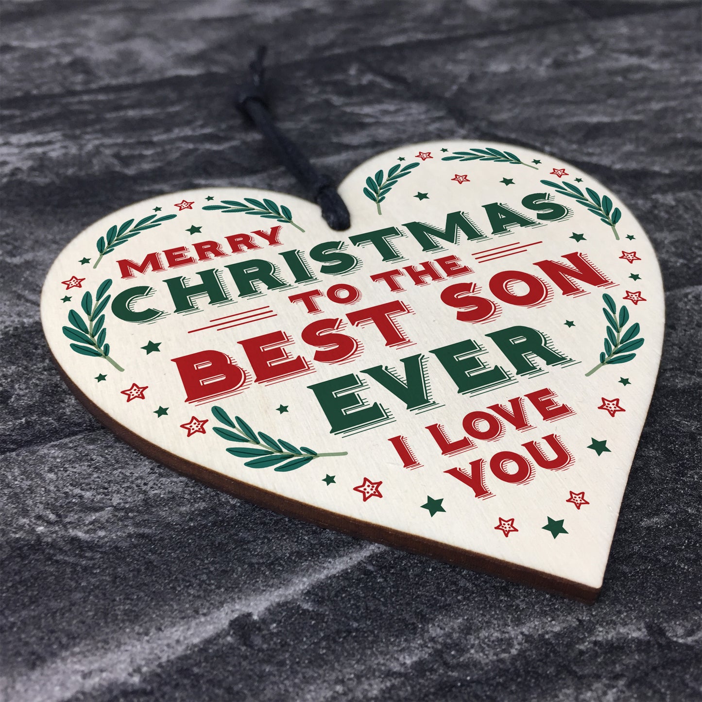 Christmas Gift For Son Hanging Wood Heart Bauble Gift For Him