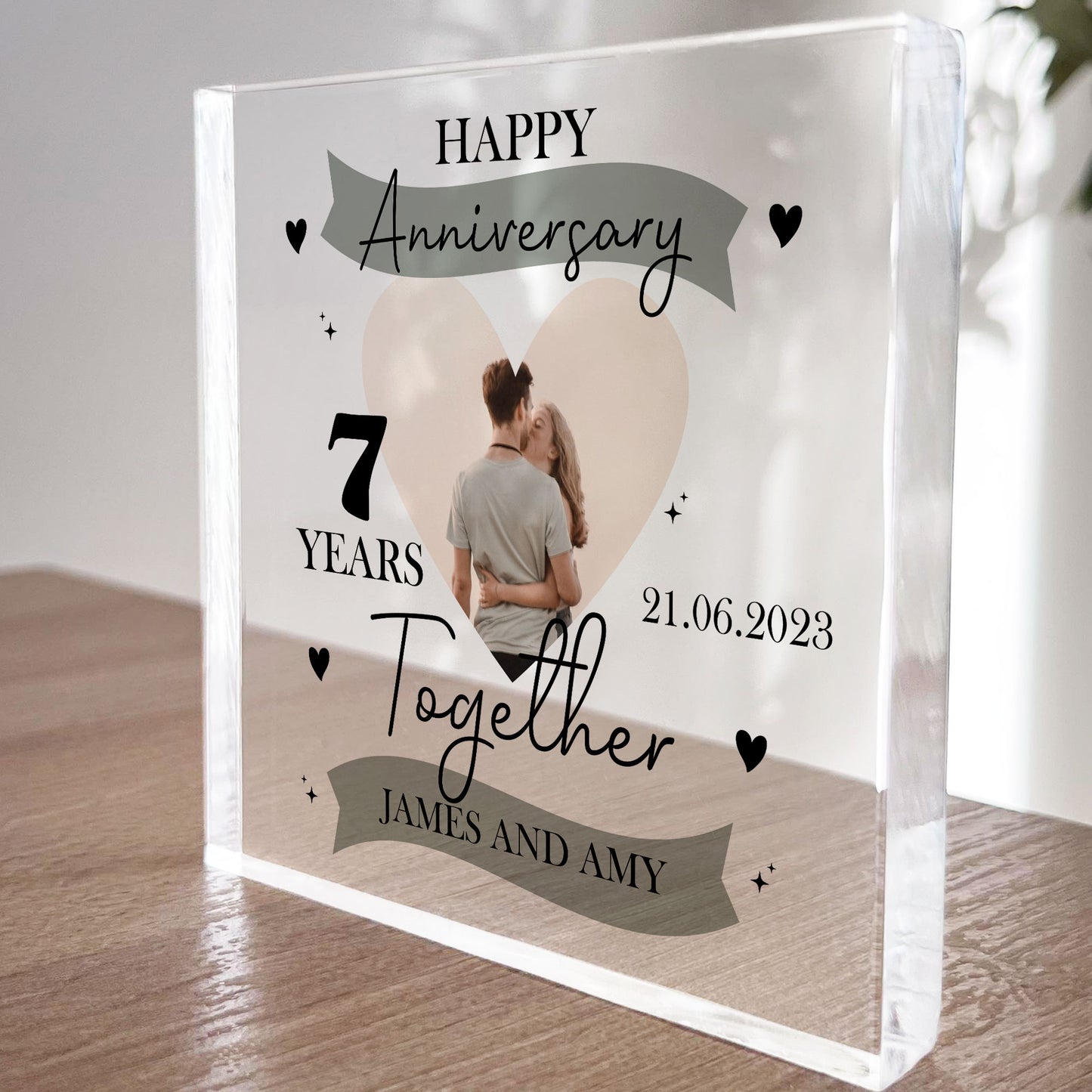 7th Wedding Anniversary Gift Personalised Photo Block Husband