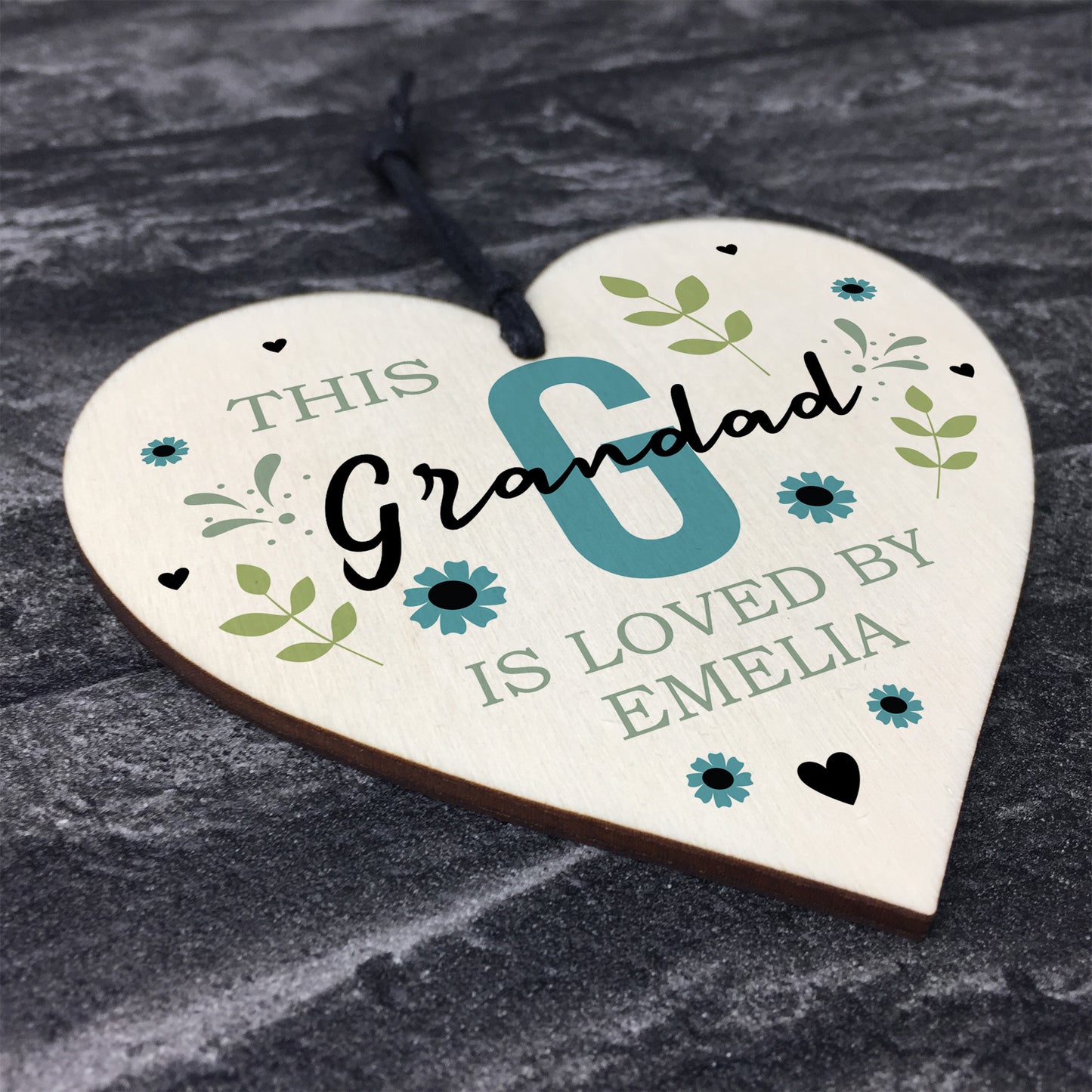 Personalised Fathers Day Birthday Gift For Grandad Wood Heart