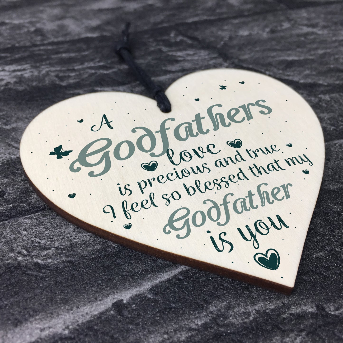 Godfathers Love Heart Plaque Sign Fathers Day Christening Gifts