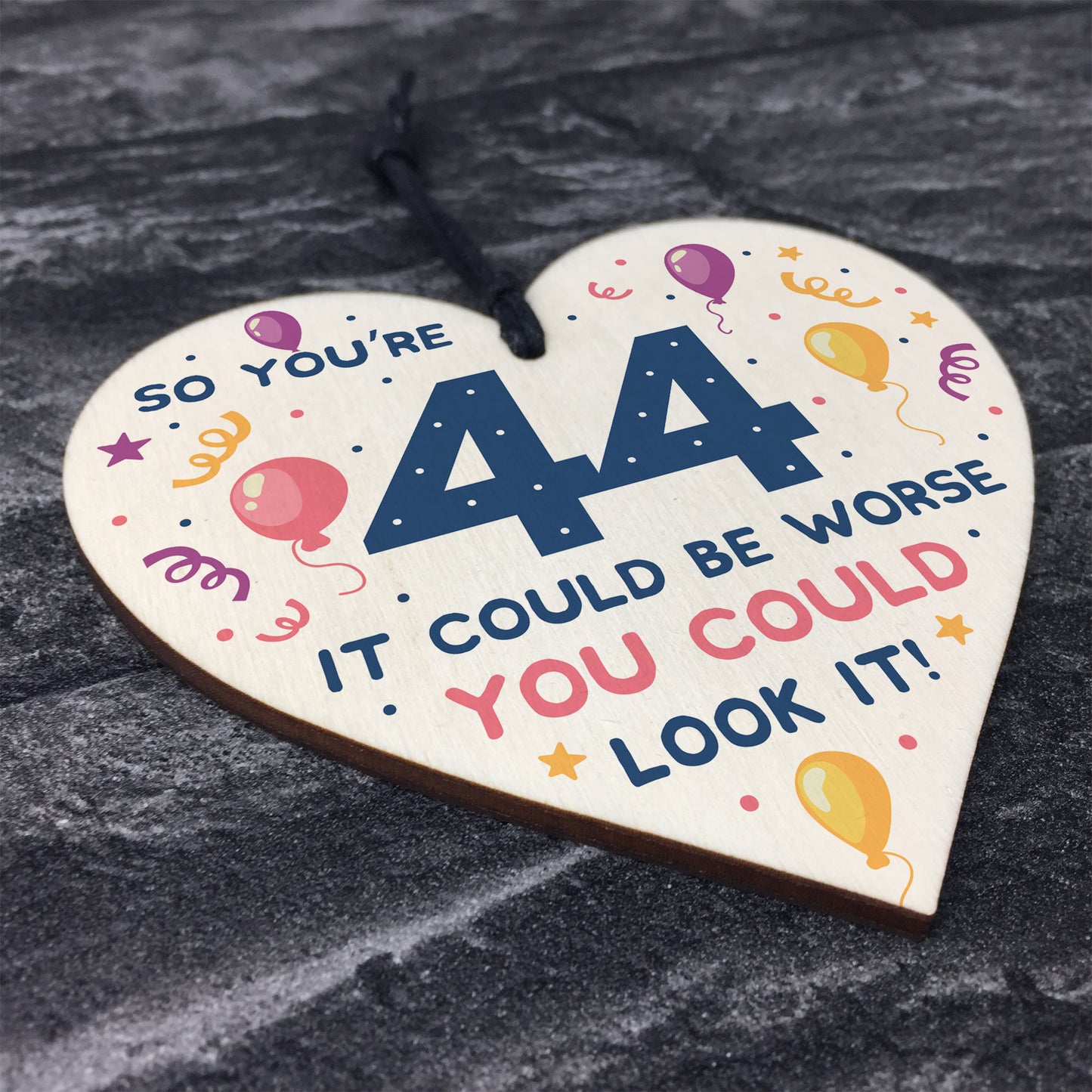 Novelty 44th Birthday Gifts Wood Heart Sign Funny Present