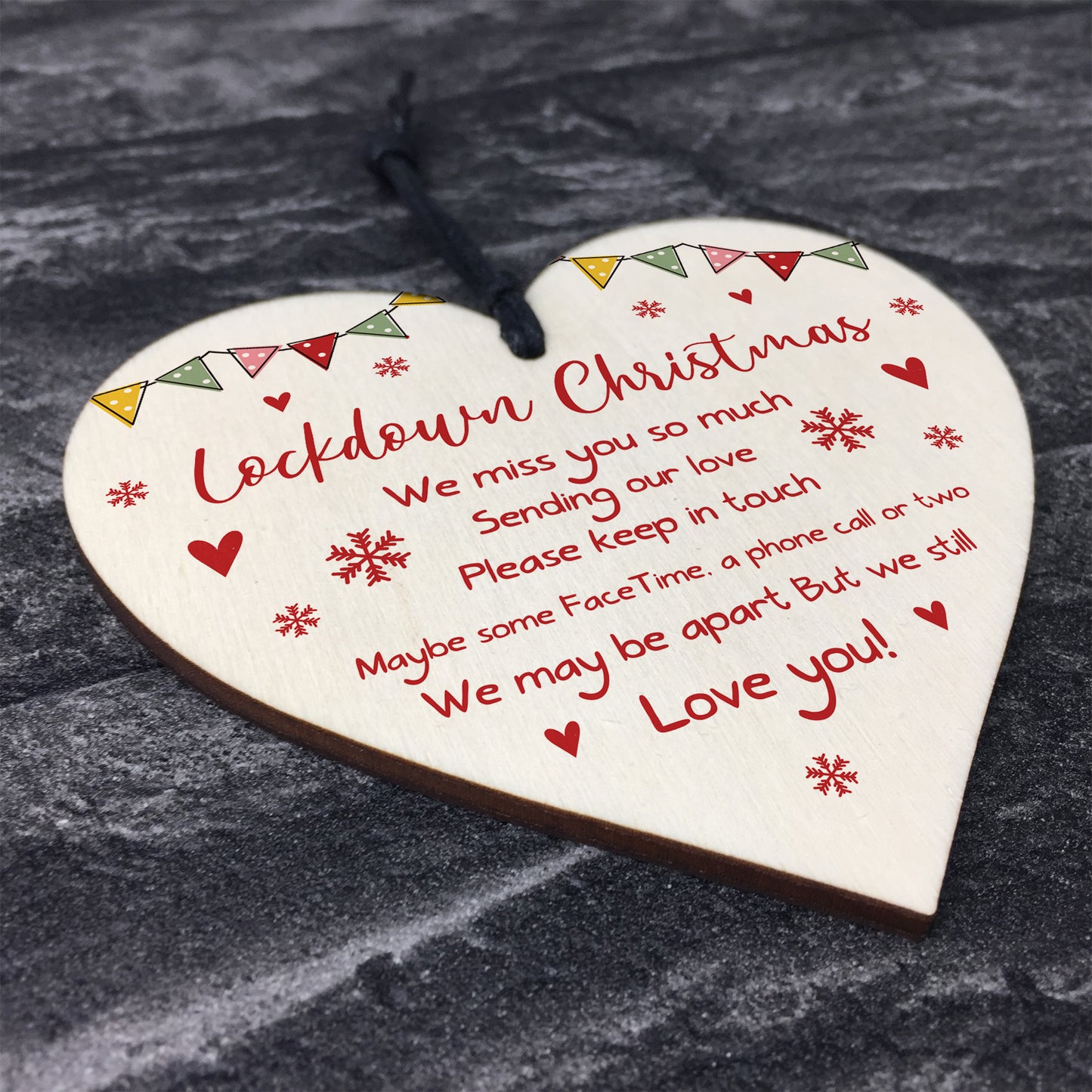 Lockdown Christmas Gift For Friend Family Wood Heart Tree Decor