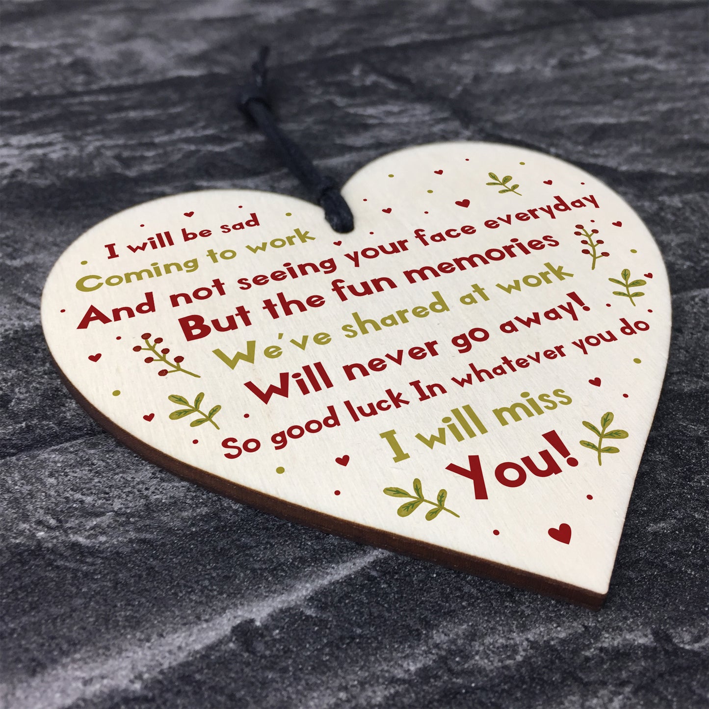 Handmade Colleague Leaving Gift Wood Heart New Job Gift