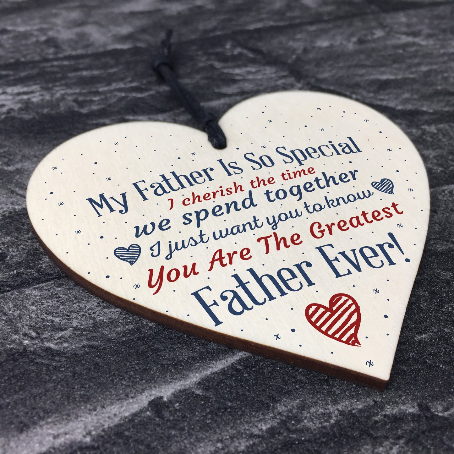 Special Father Wooden Heart FATHERS DAY Gift For Him Thank You