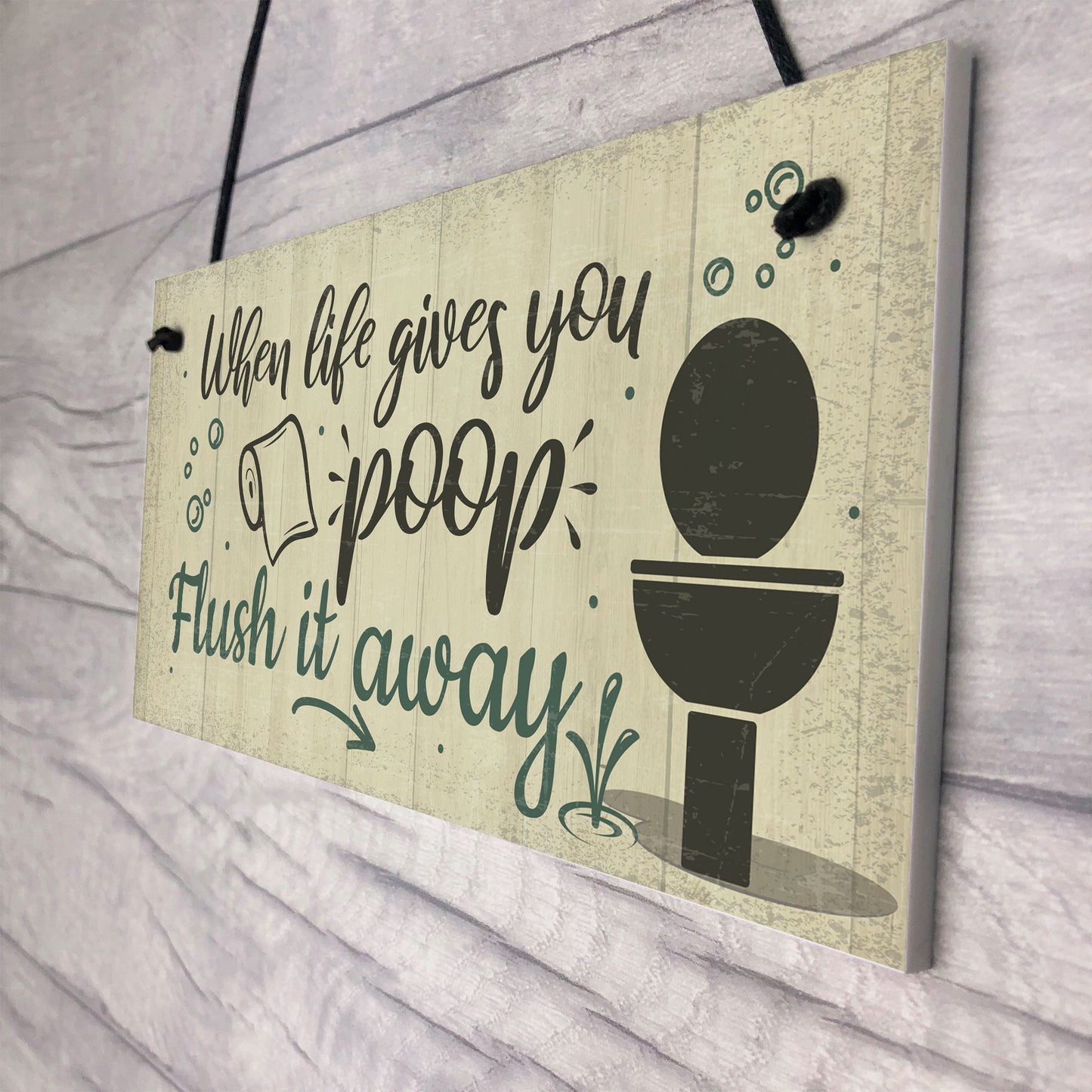 Bathroom Sign Shabby Chic Funny Poop Toilet Loo Door Sign Home