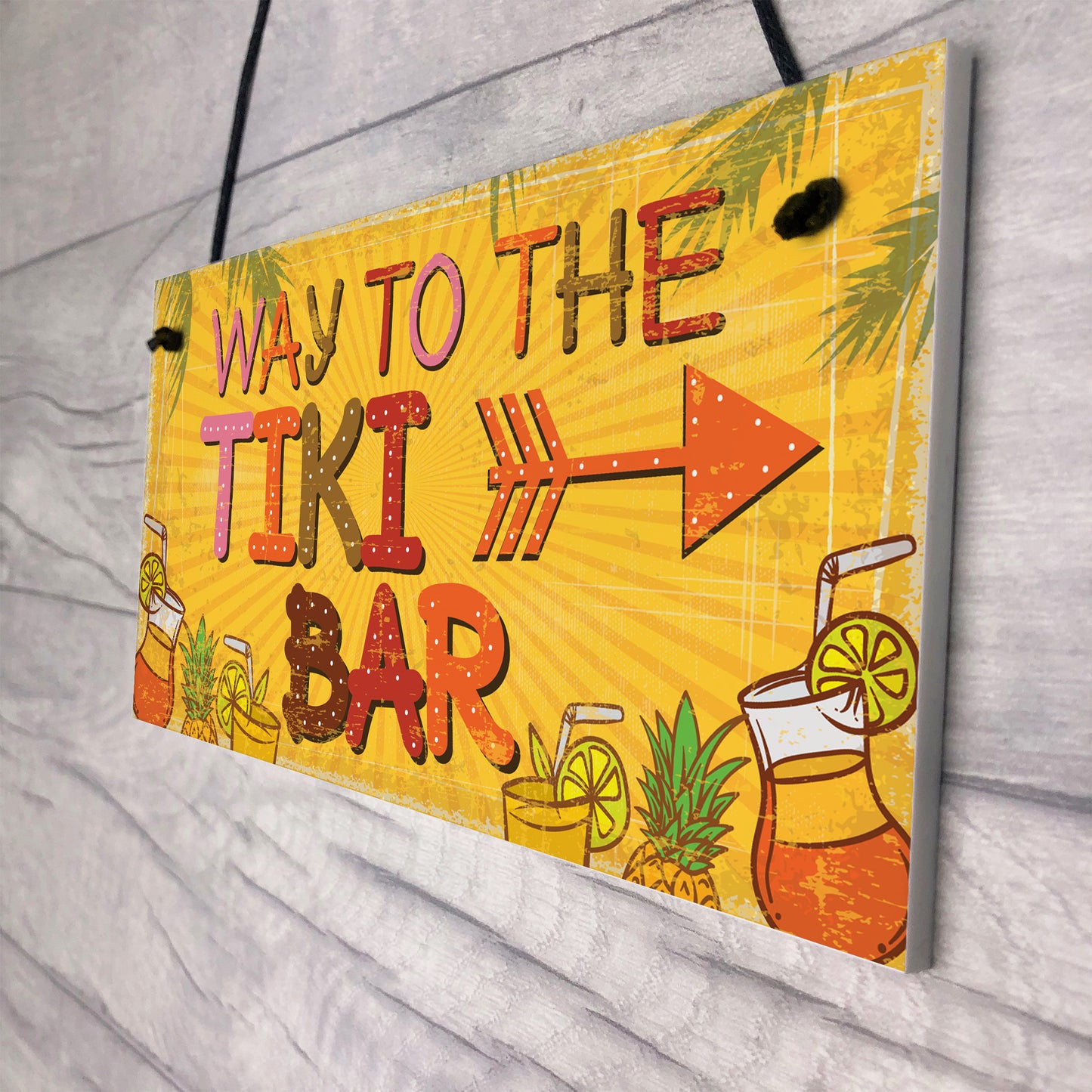 Welome Tiki Bar Party Hanging Pub Plaque Beer Cocktails Sign