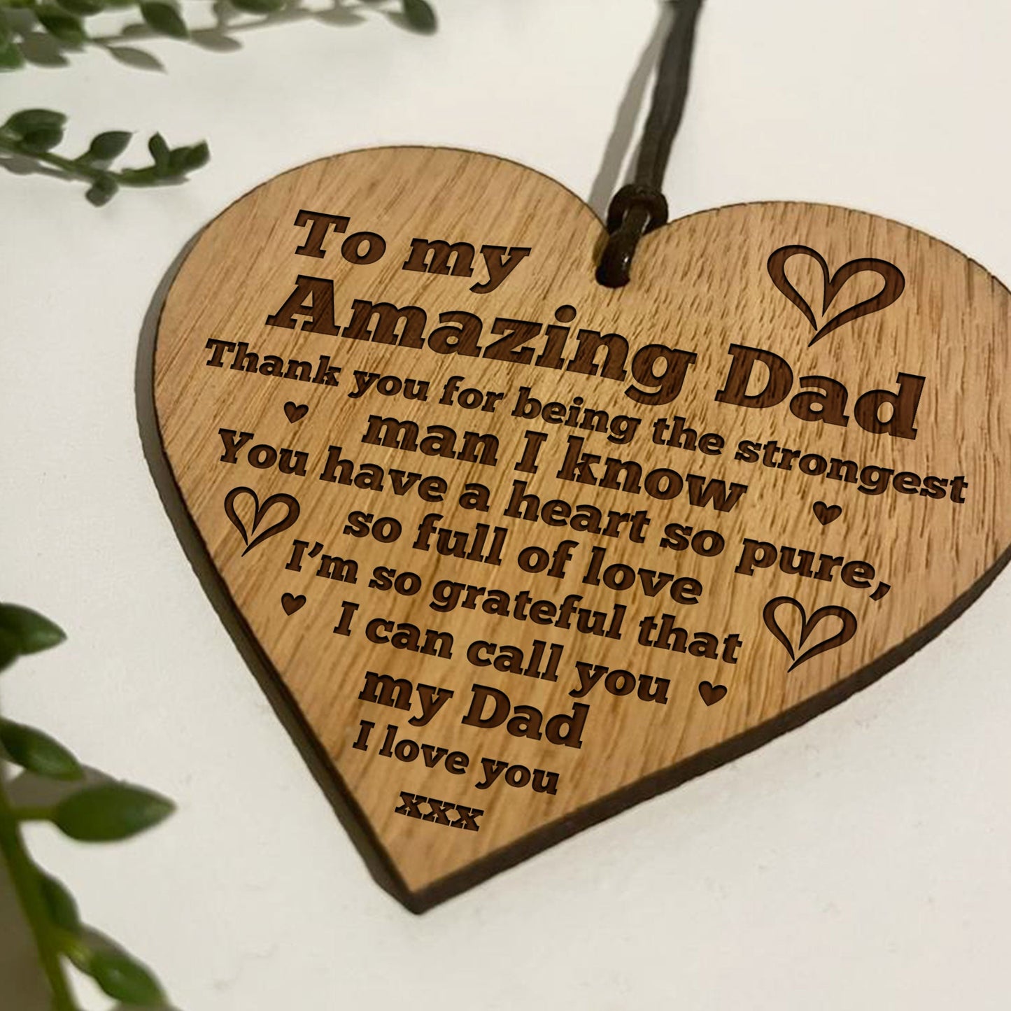 I Love You Dad Gift Engraved Heart Sign For Birthday Fathers Day