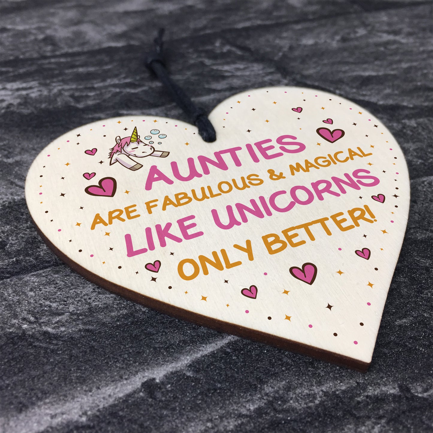 Auntie Plaque Wood Heart Funny Auntie Gift Unicorn Plaque