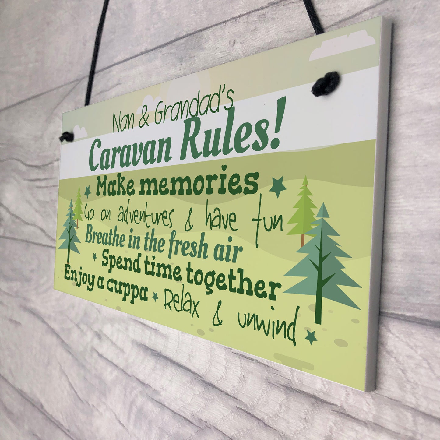 Caravan Plaque Novelty Chic Camping Holiday Sign Nan Grandad