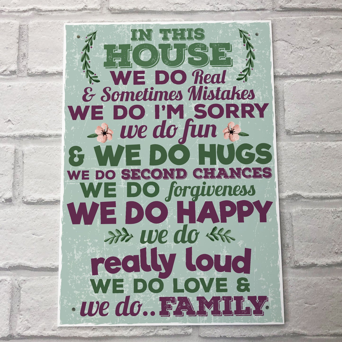 In This House We Do Family Wall Art Sign Plaque Mum Dad Birthday