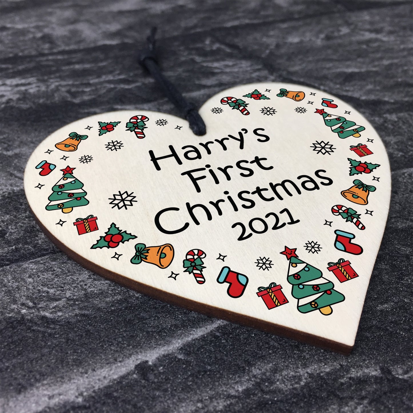 Baby's 1st Christmas Bauble Personalised Heart Xmas Tree Decor