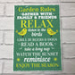 Garden Rules Wall Plaque Garden Shed Summer House Friendship