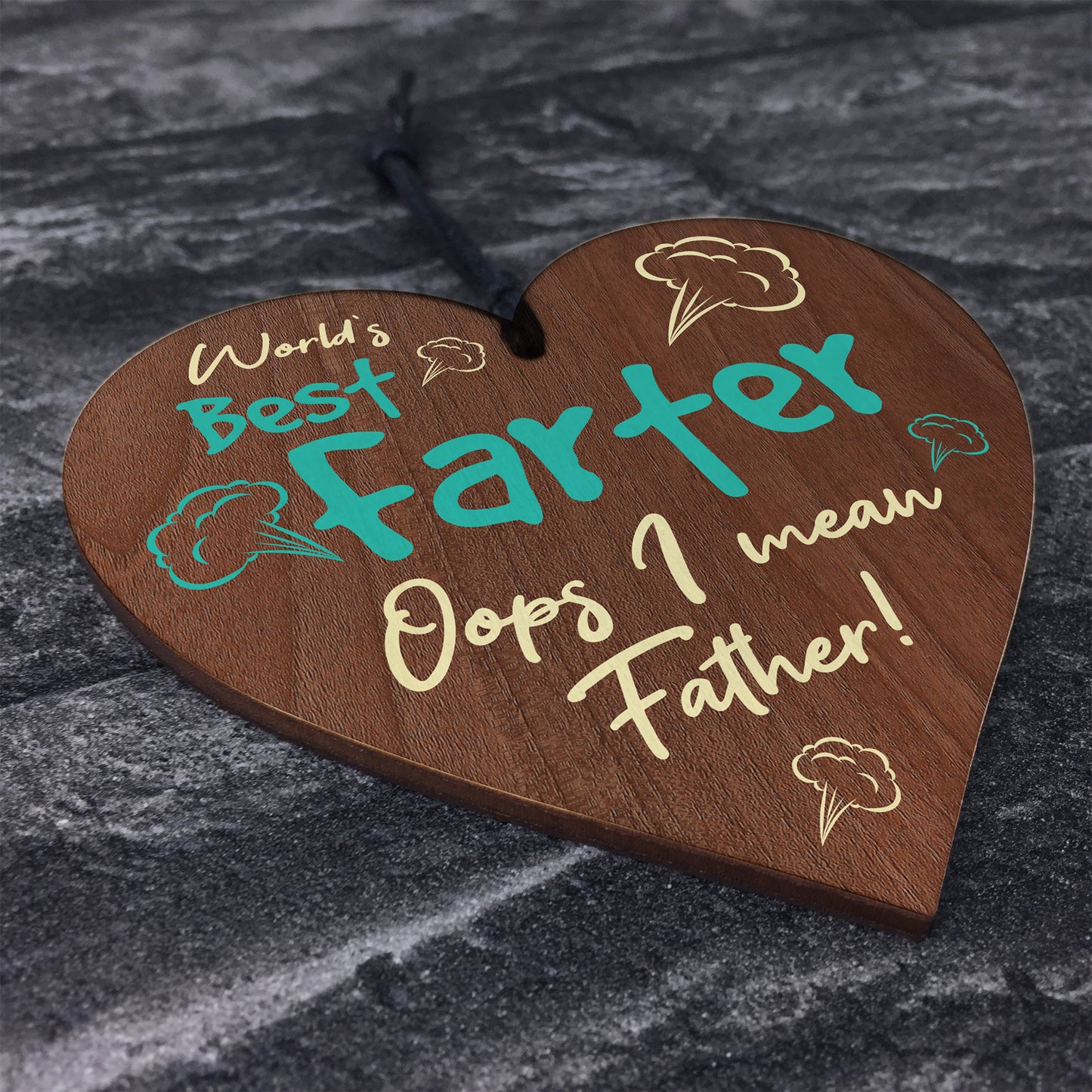 Funny Fathers Day Sign From Daughter Son Wood Heart Novelty Gift