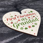 First Christmas Grandad Gift Wooden Heart Tree Bauble Decoration