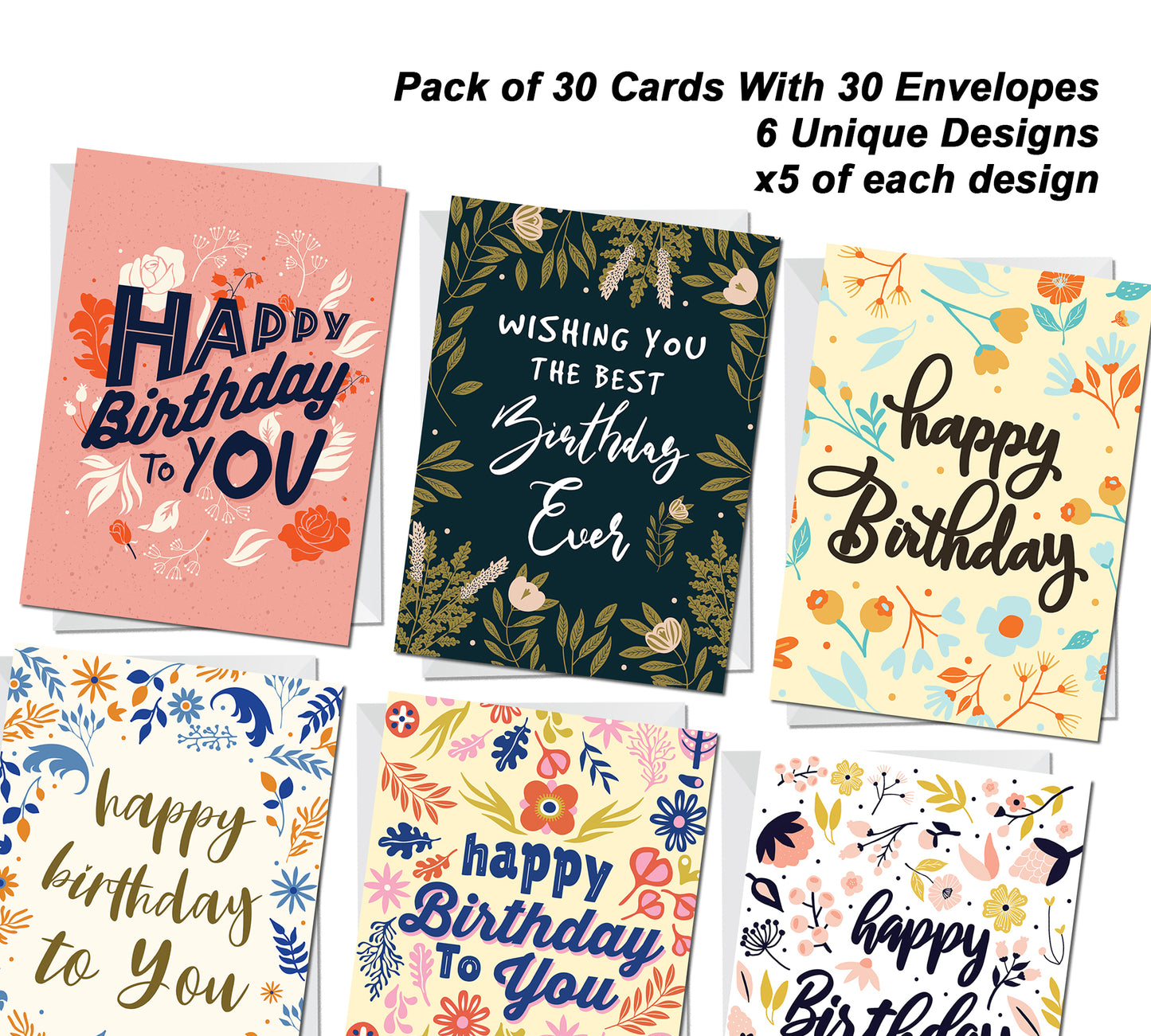 Birthday Cards Multipack of 30 Happy Birthday Card For Women Her