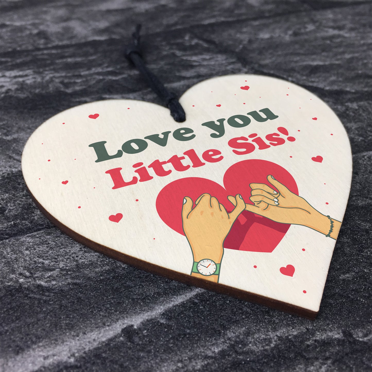 Little Sister Gift Wood Heart Birthday Christmas Gift For Sister