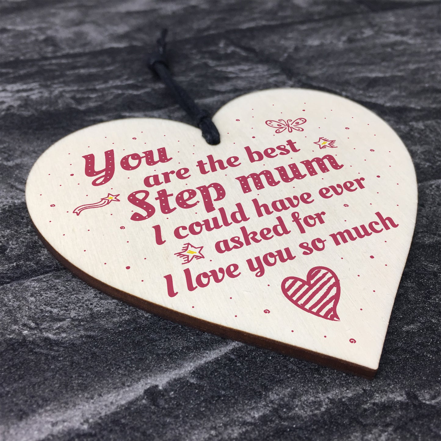 Handmade Best Stepmum Wood Hanging Plaque Gifts For Mum