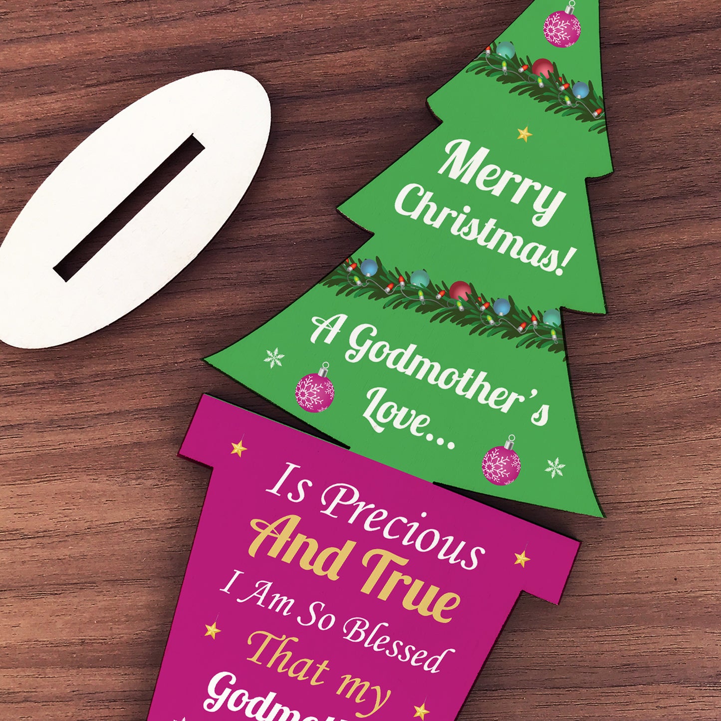 Christmas Godmother Gift Wood Christmas Tree Decoration