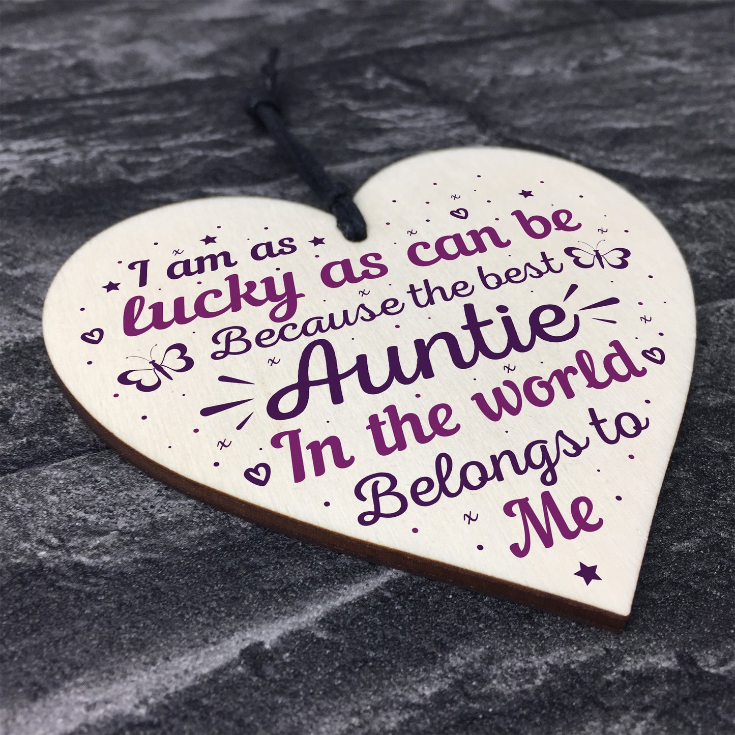 Keepsake Wooden Heart Plaque Birthday Thank You Gifts for Auntie