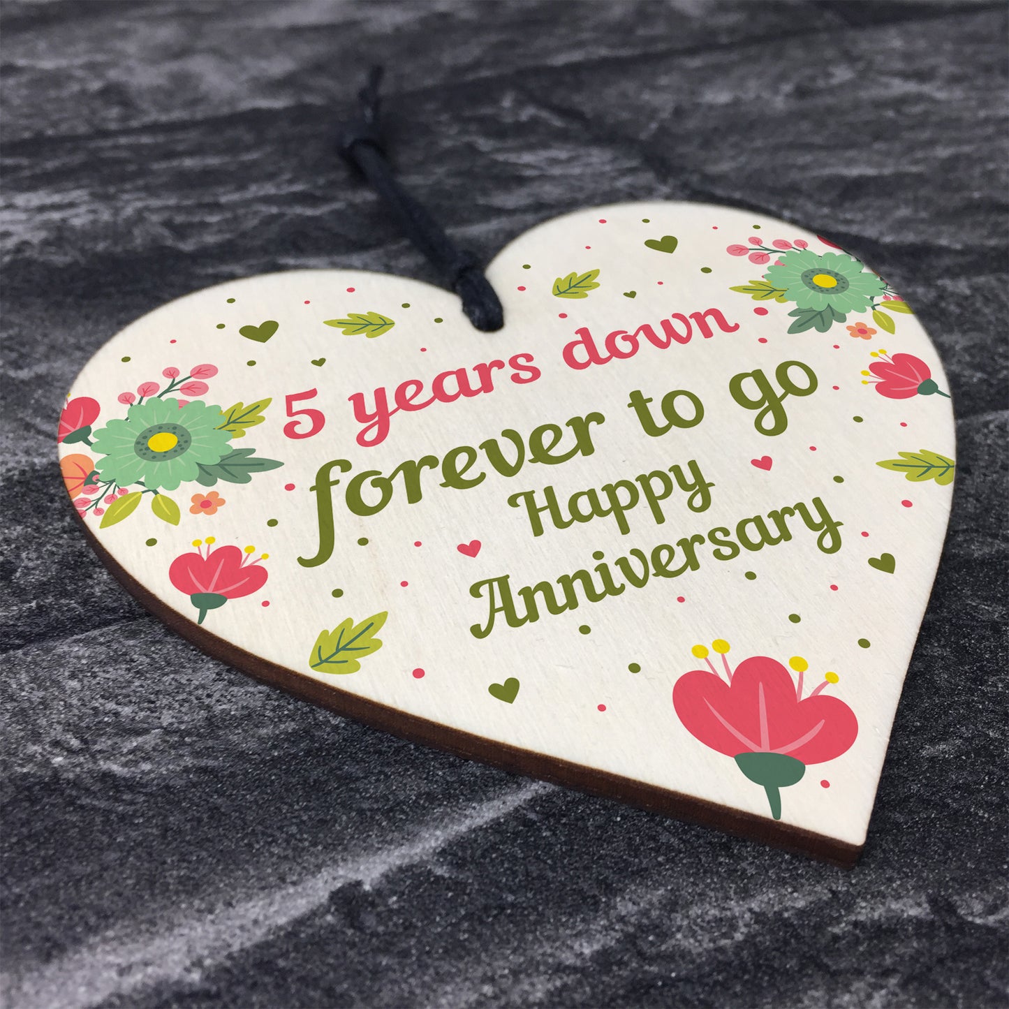 Funny 5th Wedding Anniversary Gift Wooden Heart Husband Wife