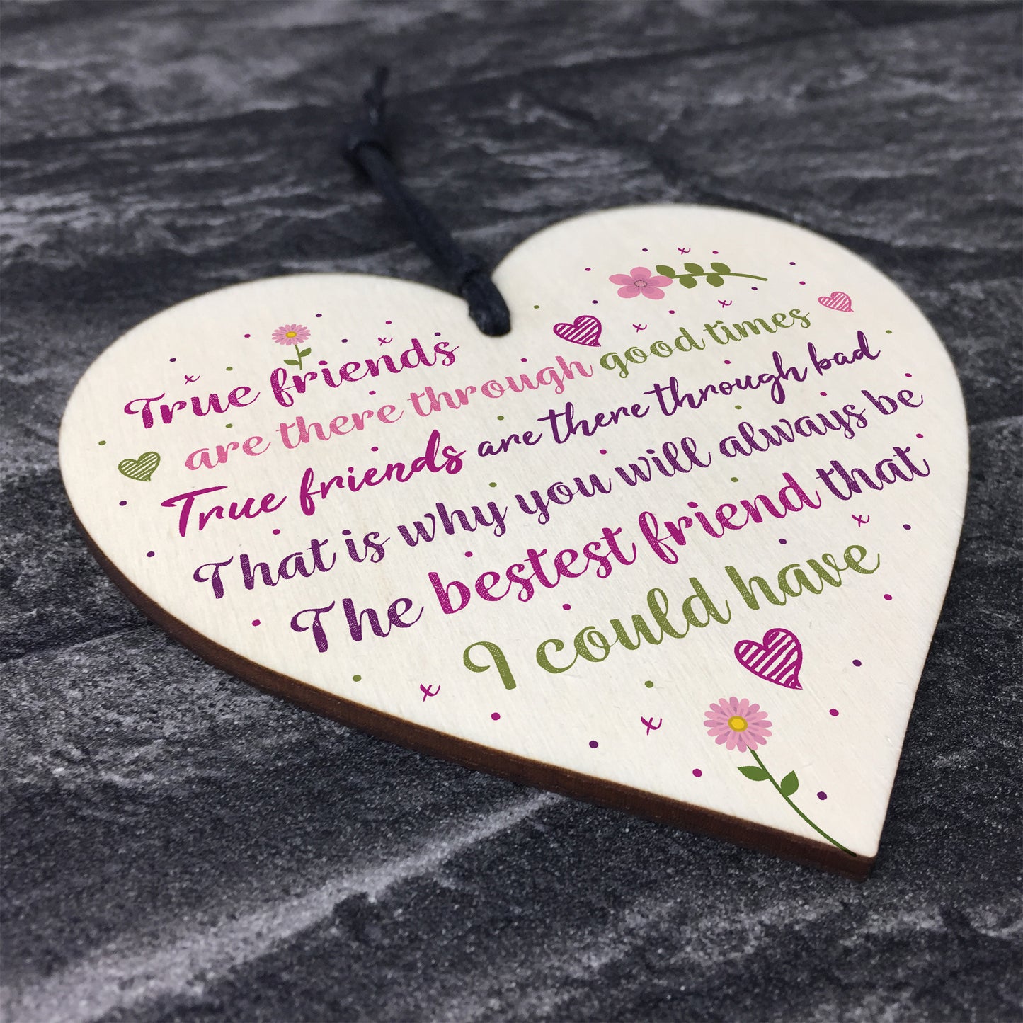 Best Friend Friendship Sign Wood Heart Plaque Birthday Gift