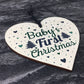 Babys My First Christmas Tree Bauble Decoration Wood Heart 1st
