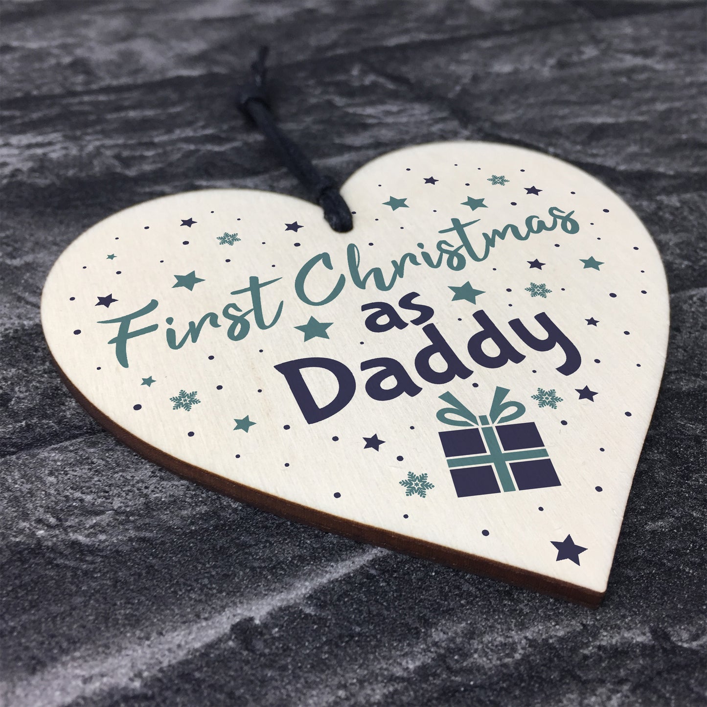 First 1st Christmas As Daddy Tree Decoration Bauble Wooden Heart