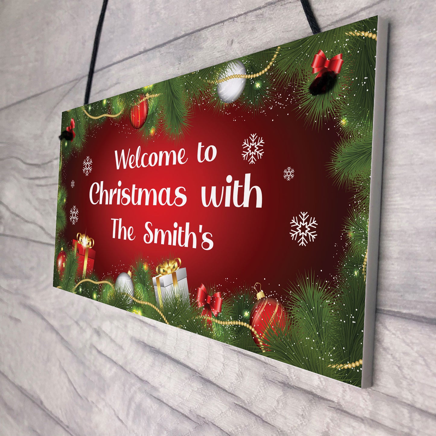 PERSONALISED Family Sign For Christmas Hanging Christmas Decor