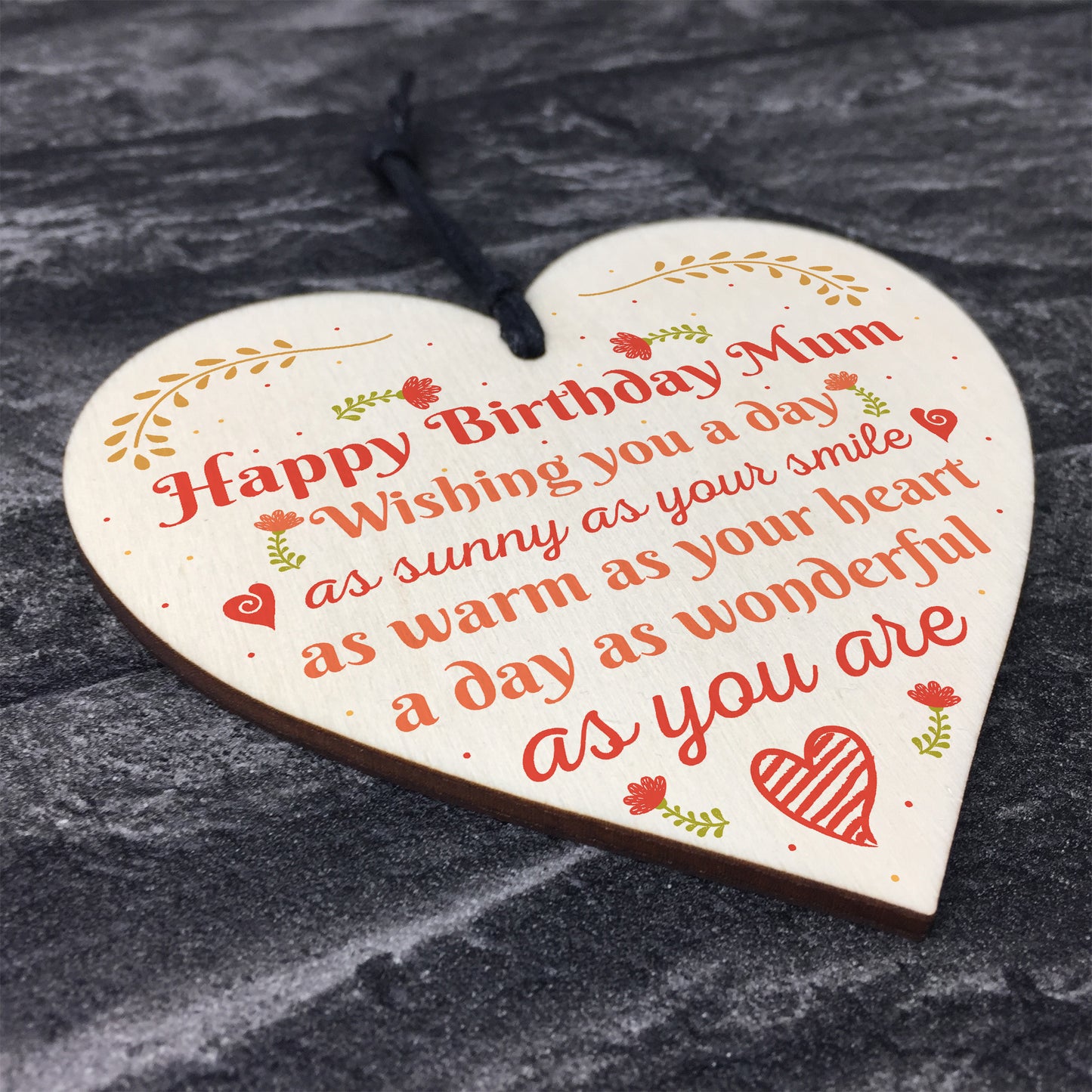 Gift For Her Handmade Happy Birthday Mum Wooden Heart Sign