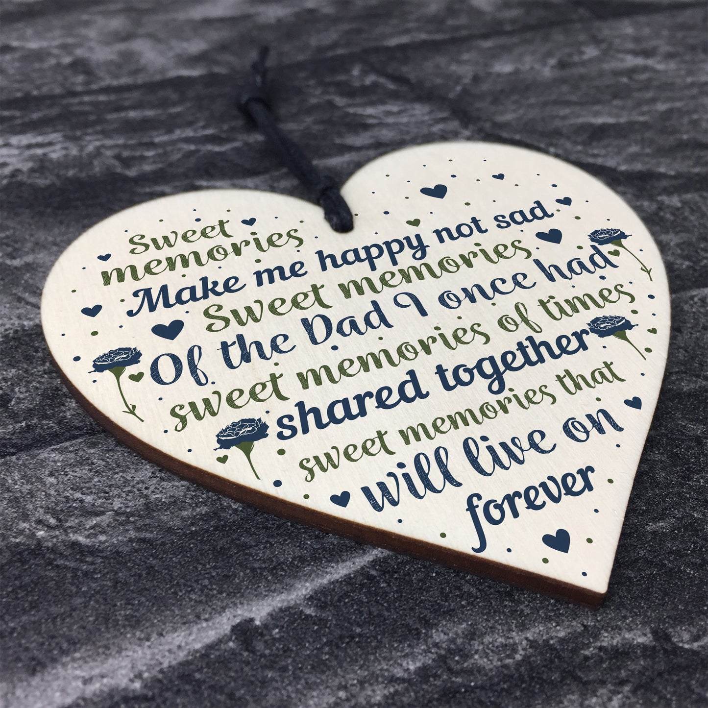 Christmas Tree Grave Memorial Ornament For Dad Wooden Heart
