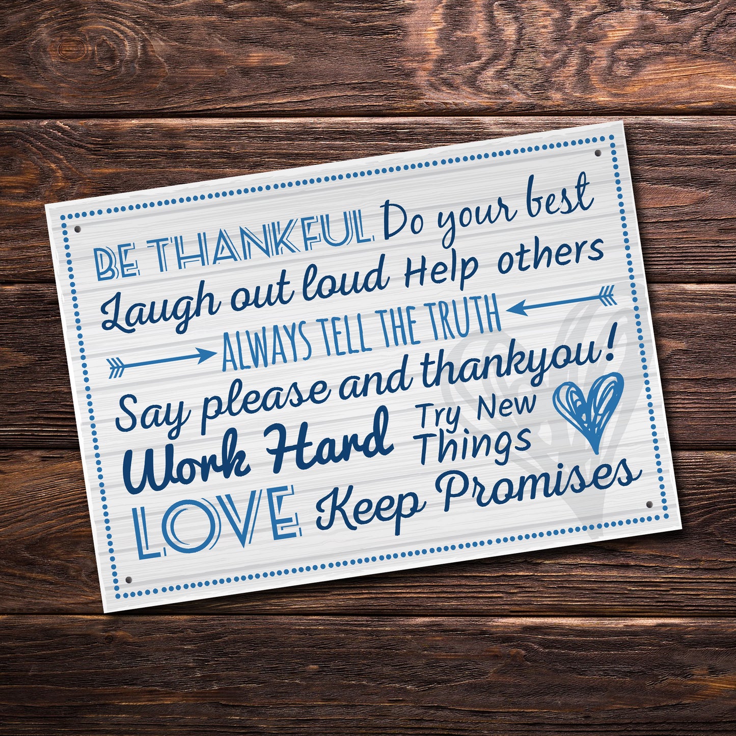 Be Thankful Family Rules Wall Plaque New Home Kitchen Friendship