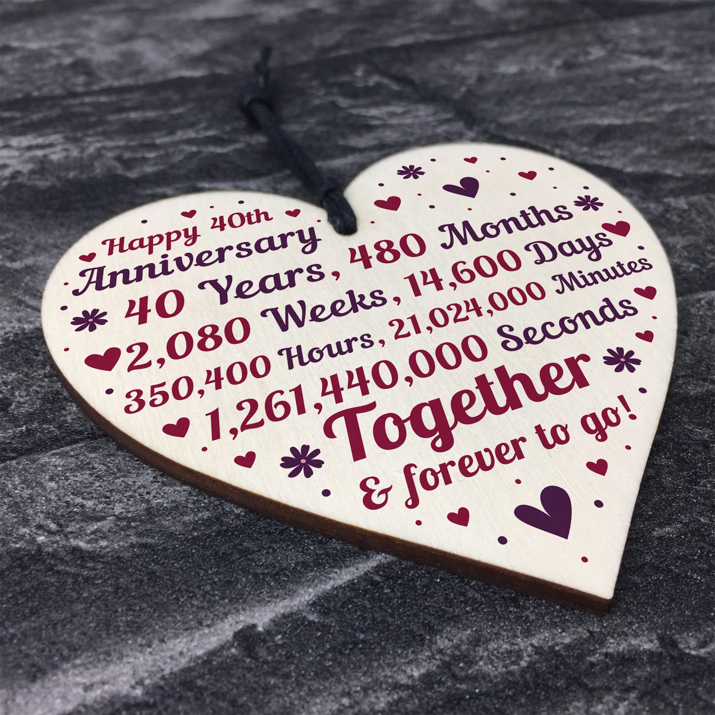 Anniversary Wooden Heart To Celebrate 40th Wedding Anniversary