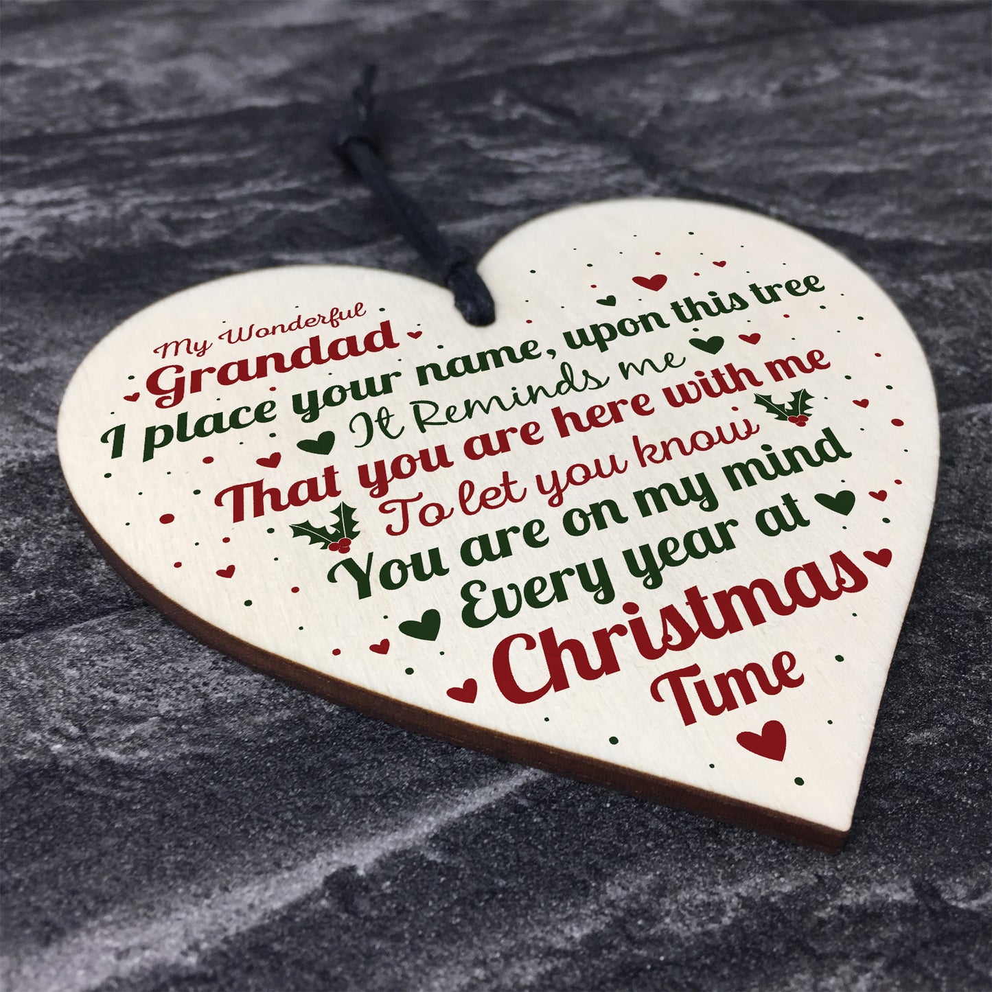 Christmas Memorial Nan Handmade Wooden Heart Tree Decoration
