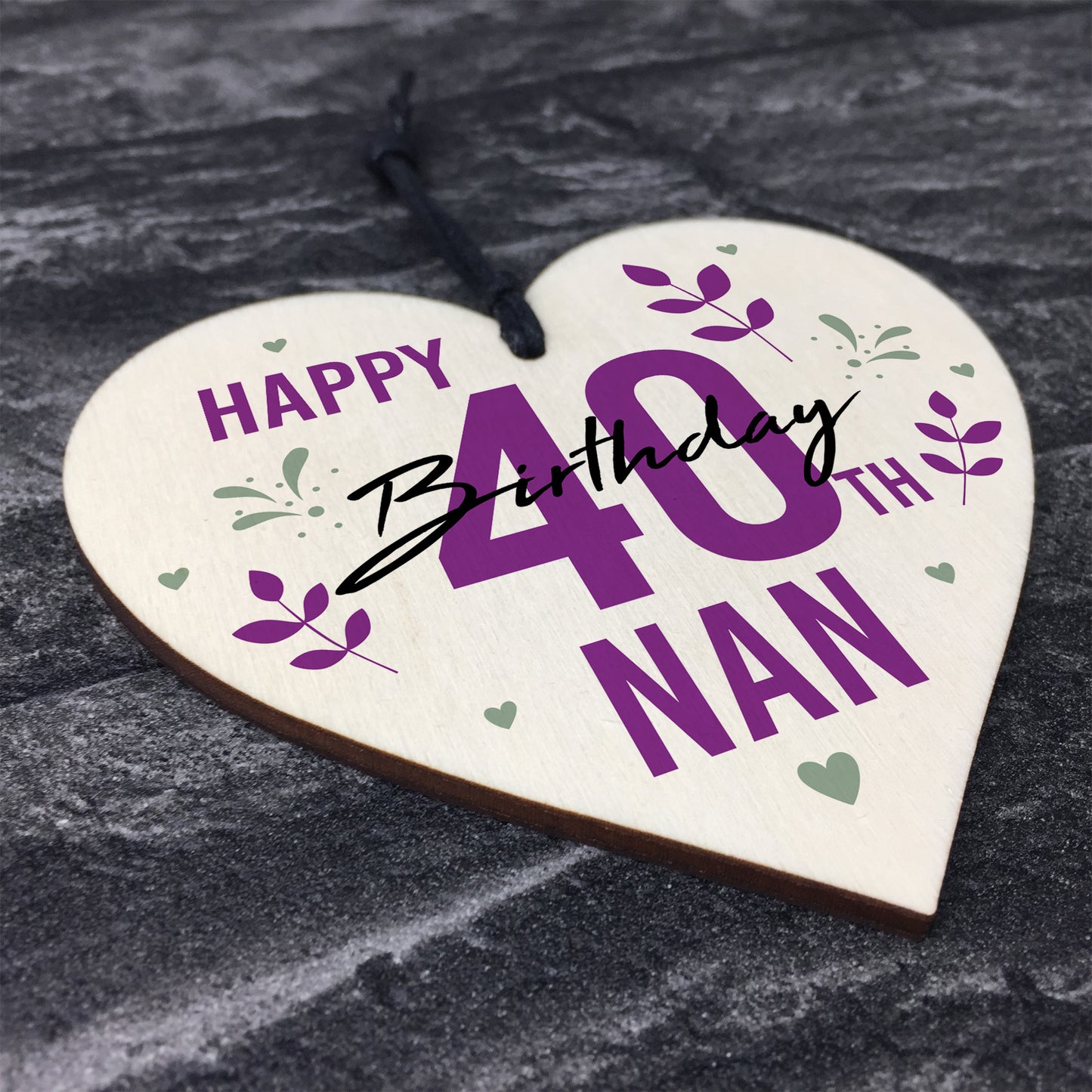 Personalised 40th 50th 60th Birthday Gift For Nan Wood Heart