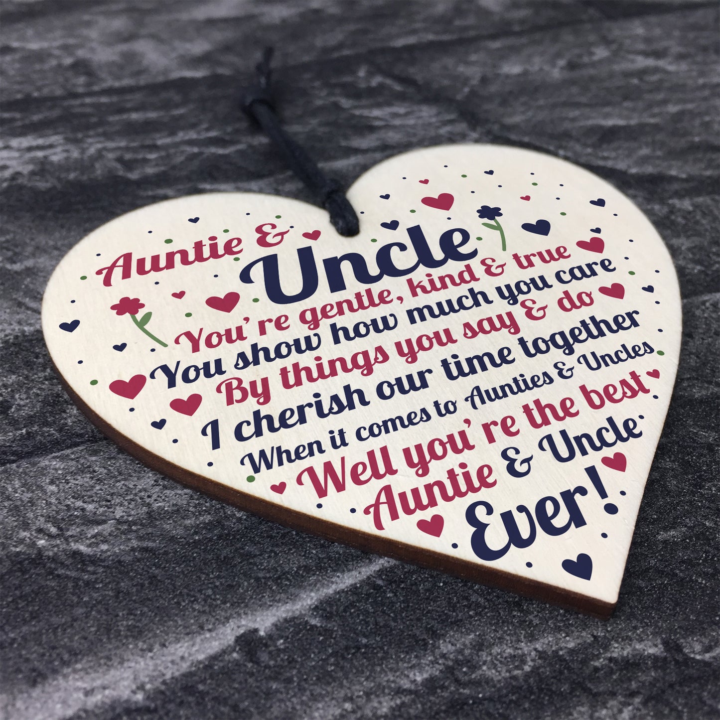 Auntie And Uncle Plaque Wooden Heart Quirky Gifts For Uncle Aunt