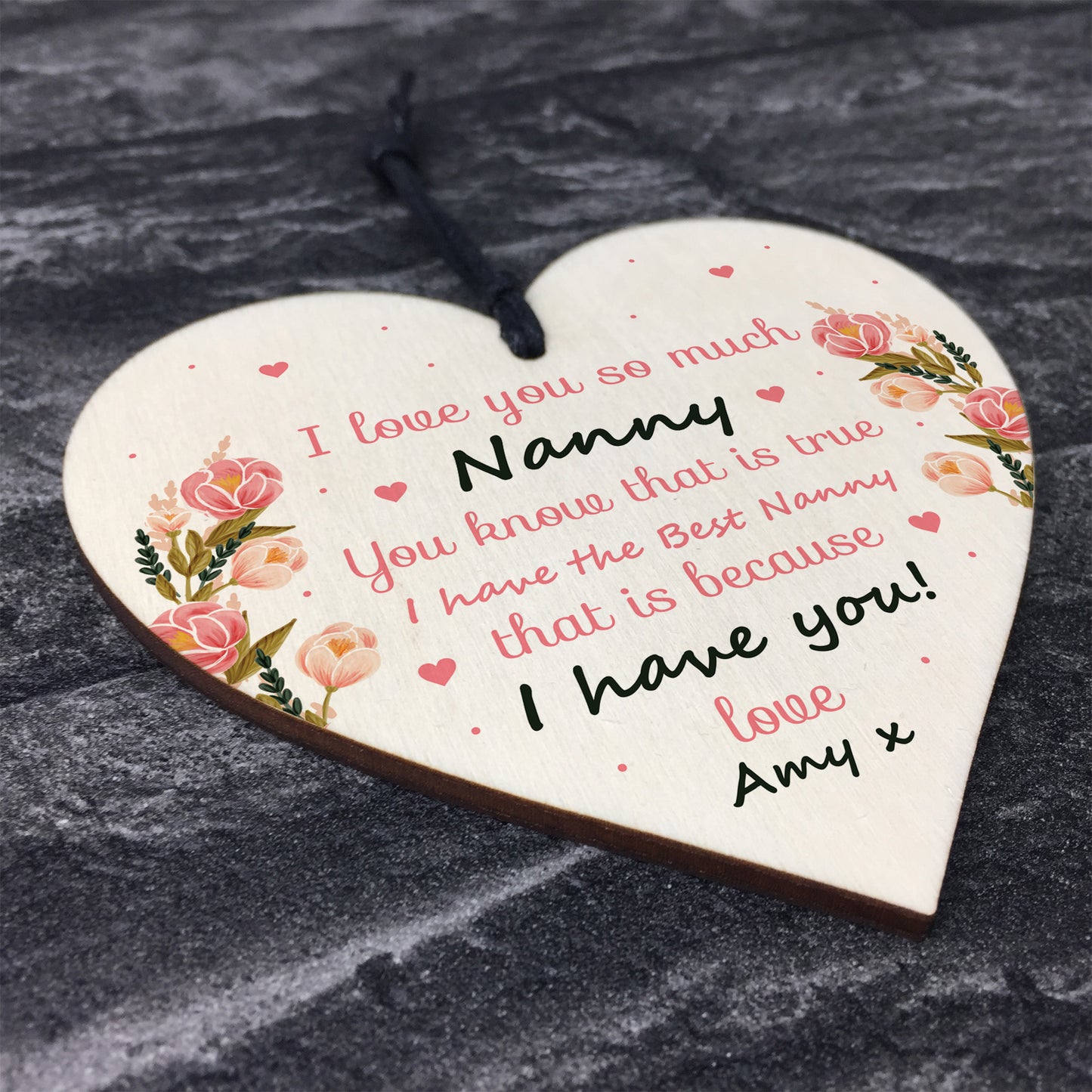 Nanny Birthday Christmas Thank You Gift Wood Heart Love Plaque