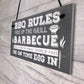 BBQ Rules Garden Wall Plaque Pub Bar Home Sign Man Cave Gift