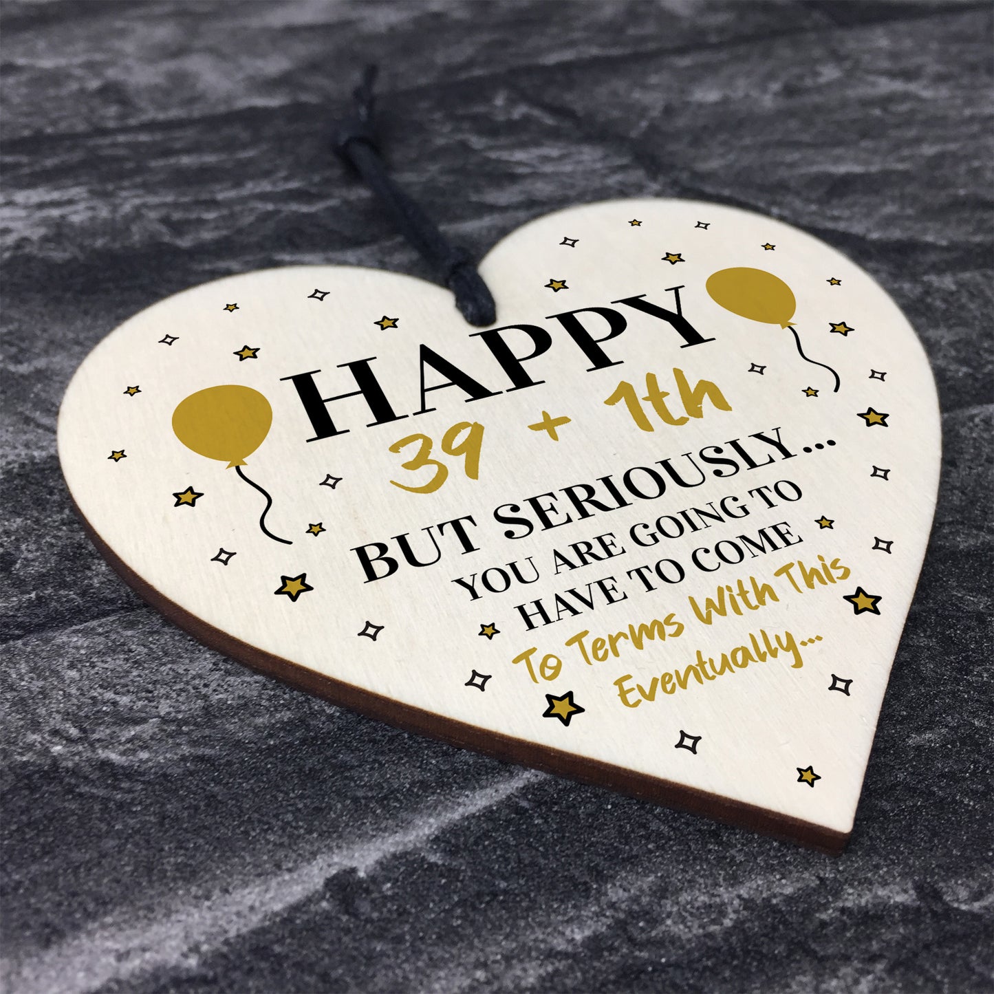 40th Birthday Funny Gift For Men Women Him Her Wood Heart Gift