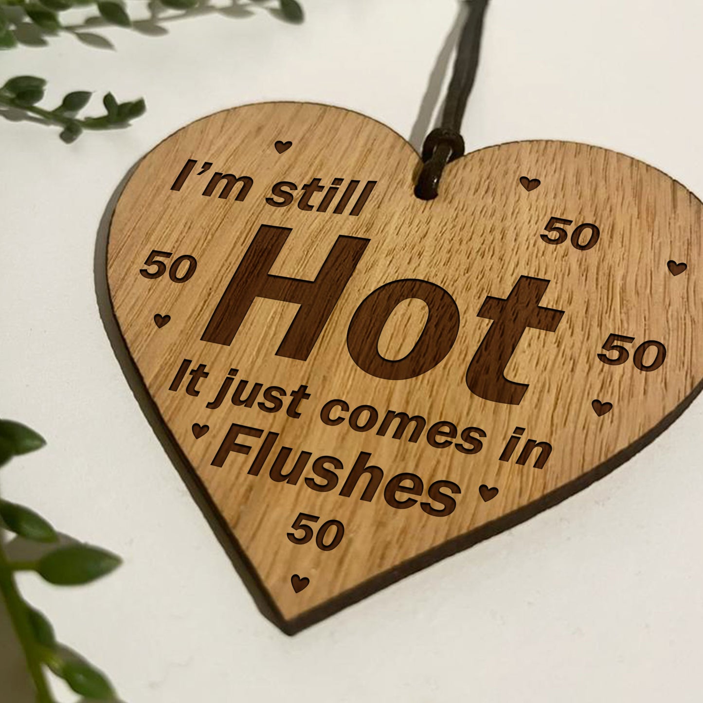 50th Birthday Gift Fifty Birthday Wood Engraved Heart Gift